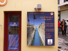 ad for bungee jumping into the Corinth Canal